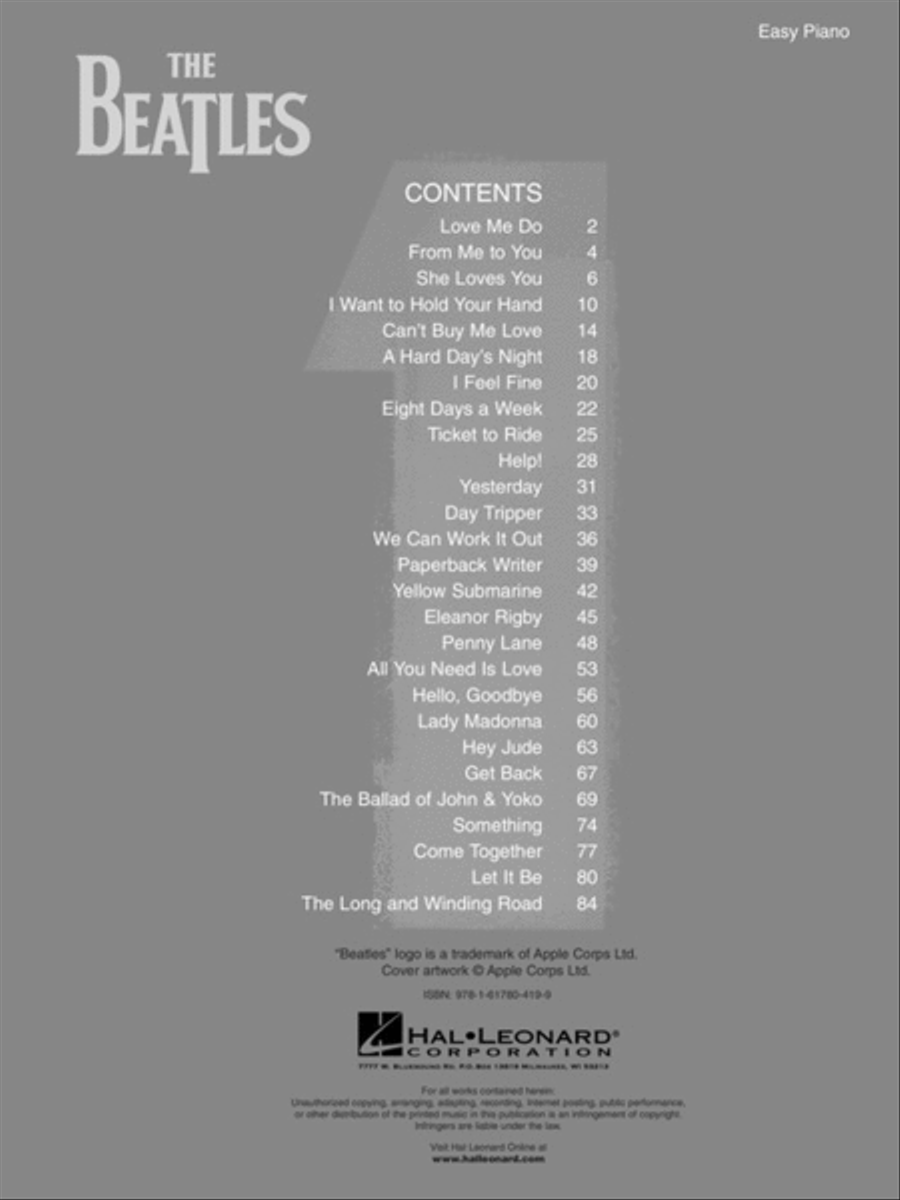 The Beatles – 1 The Beatles – 1 Easy Piano scores gallery preview page 2