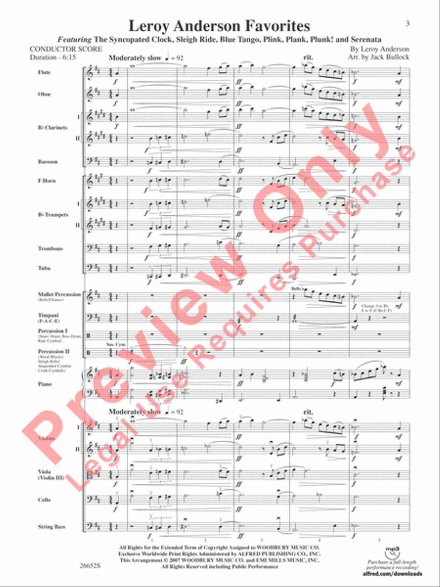 Leroy Anderson Favorites Leroy Anderson Favorites Full Orchestra scores gallery preview page 4