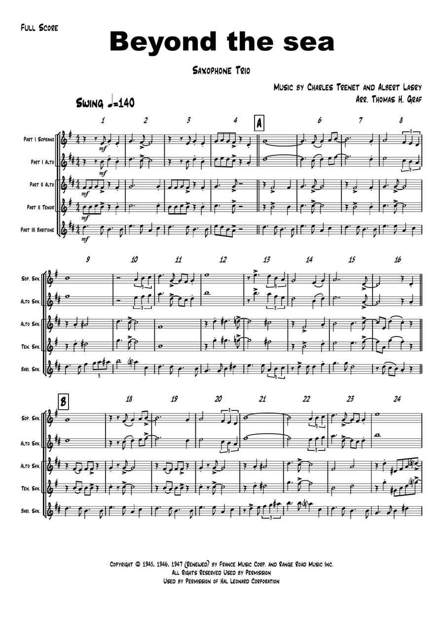 Beyond The Sea Woodwind Trio scores gallery preview page 1