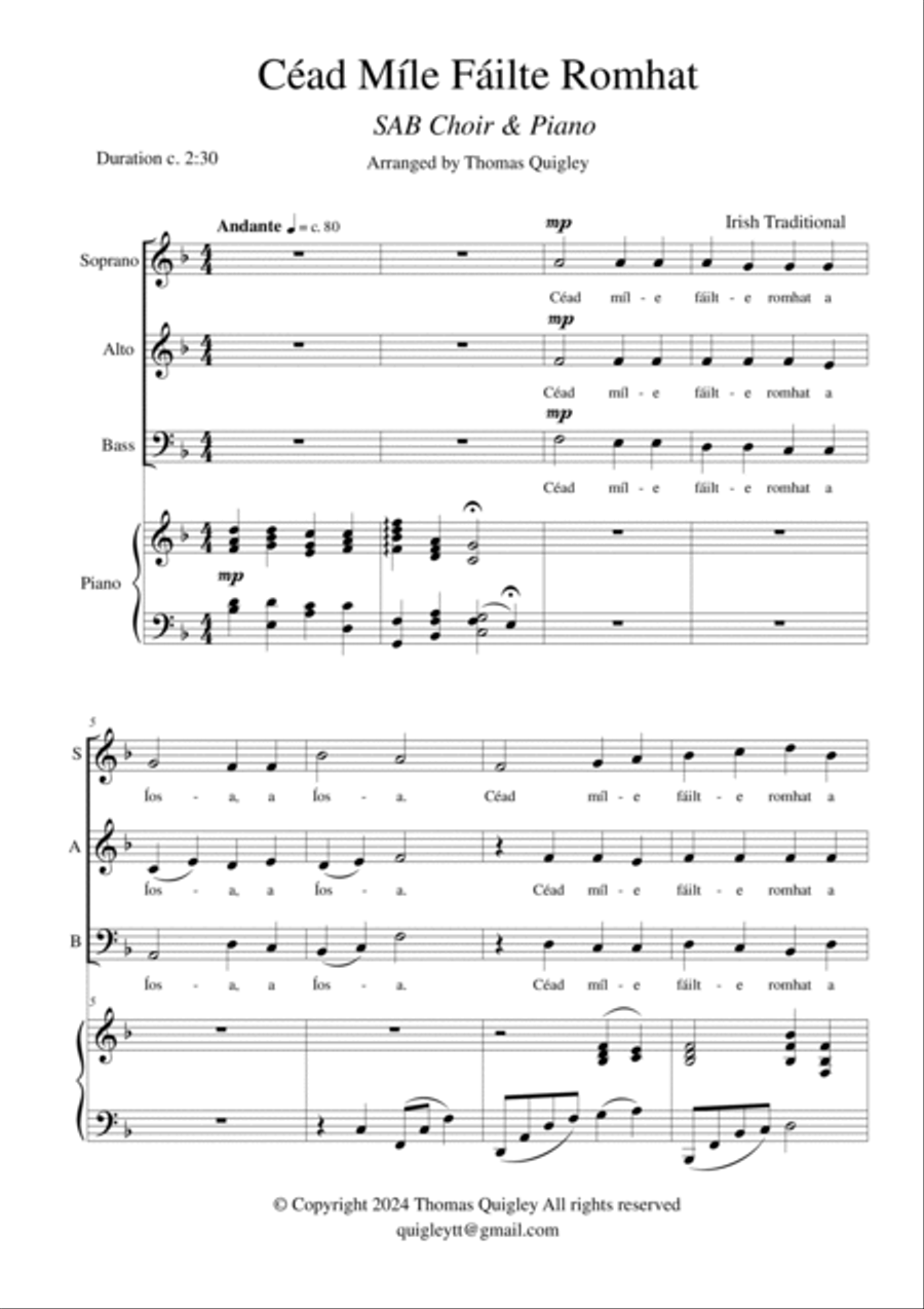 Céad Míle Fáilte Romhat Céad Míle Fáilte Romhat 3-Part scores gallery preview page 2