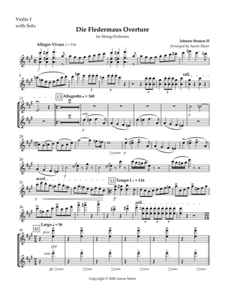 Die Fledermaus Overture (arr. for string orchestra): Violin I