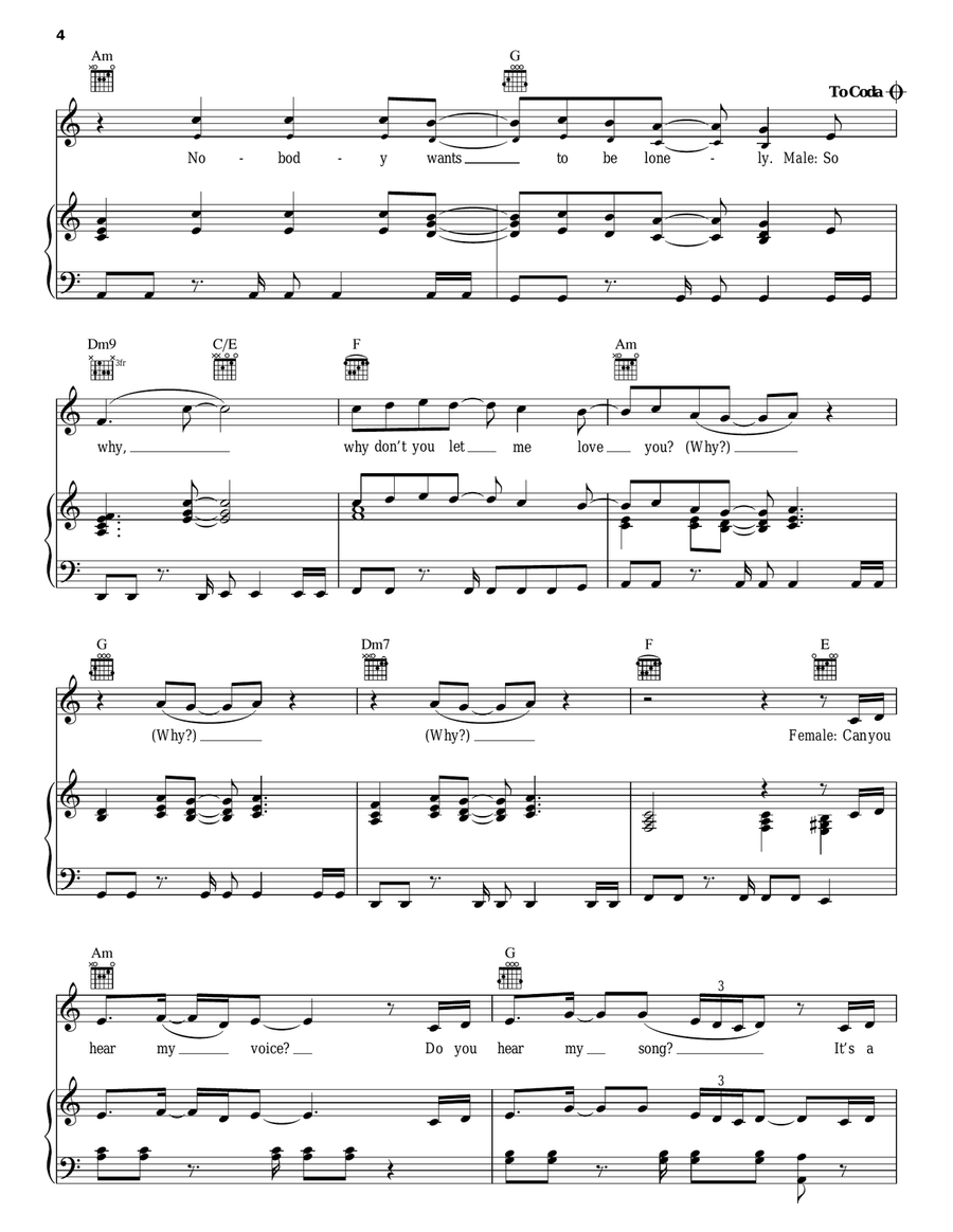 Nobody Wants To Be Lonely Piano, Vocal, Guitar scores gallery preview page 4