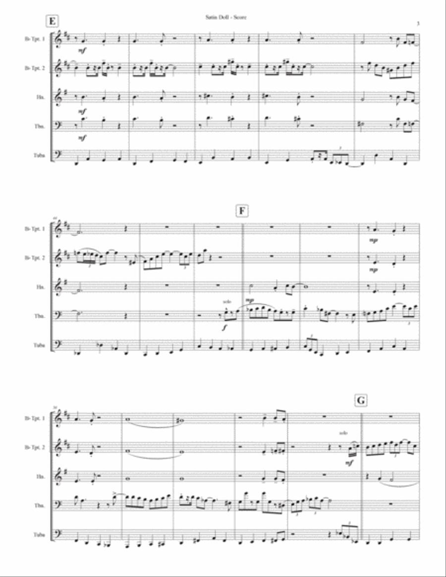 Satin Doll Brass Ensemble scores gallery preview page 3