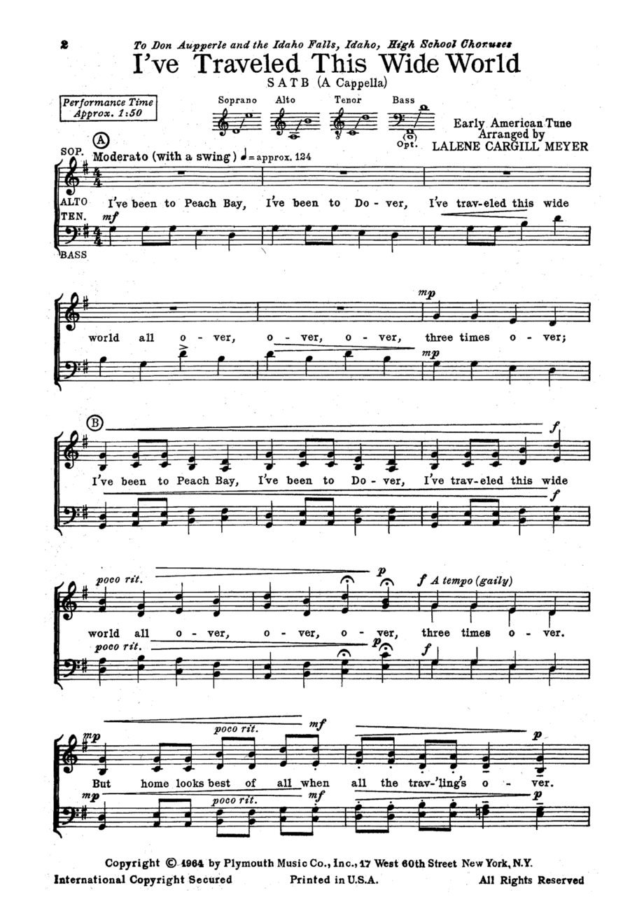 I've Traveled This Wide World 4-Part scores gallery preview page 1