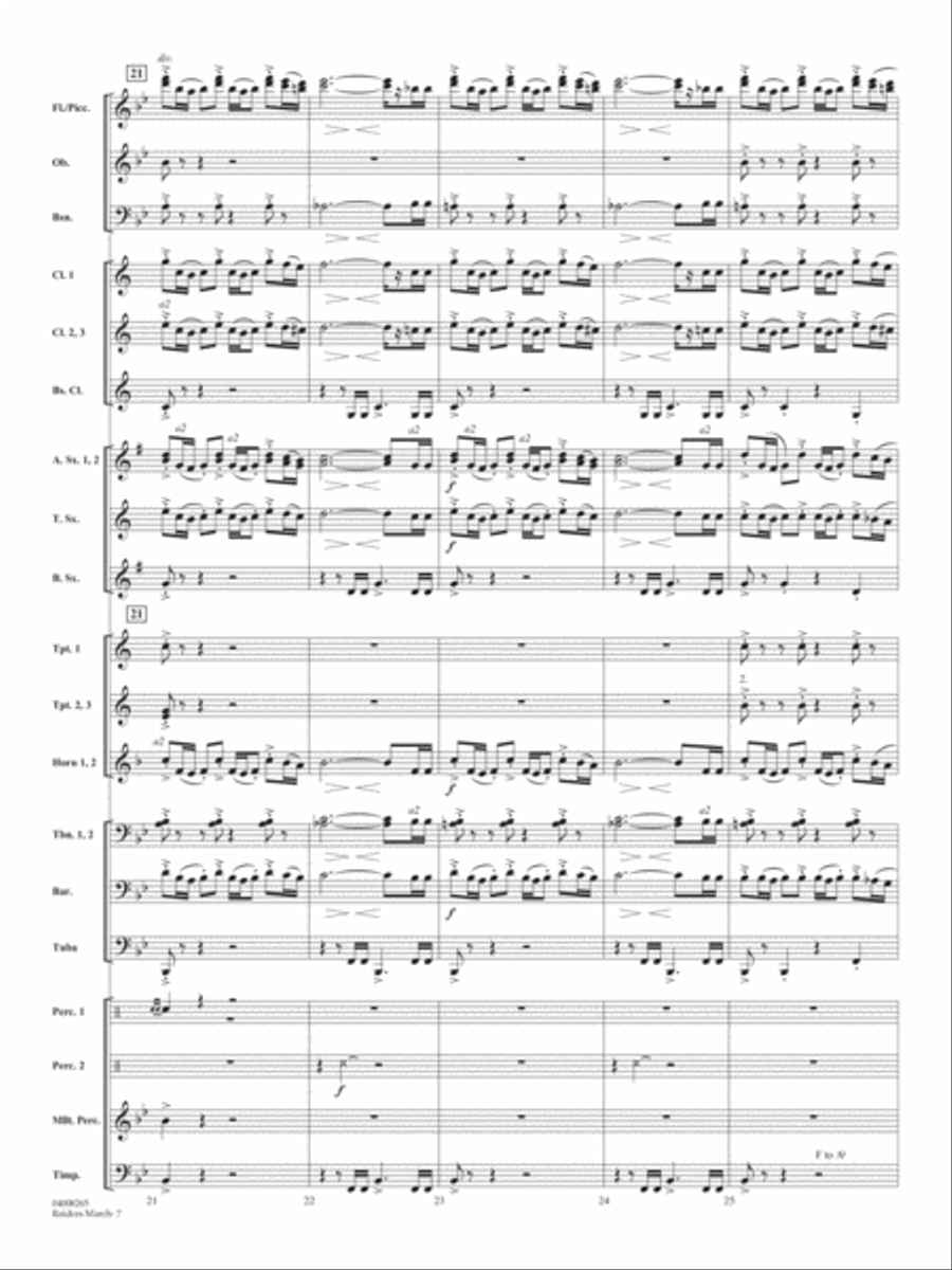 Raiders March (from Raiders Of The Lost Ark) (arr. Jay Bocook) - Conductor Score (Full Score) Concert Band scores gallery preview page 6
