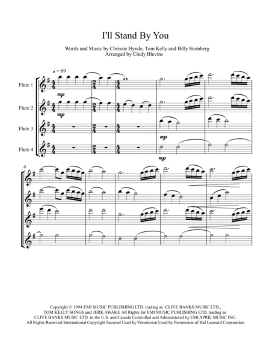 I'll Stand By You I'll Stand By You Flute Quartet scores gallery preview page 2