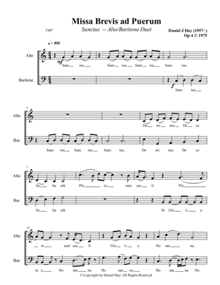 Missa Brevis ad Puerum - "Sanctus" (Opus 4, #1) (Alto/Baritone)
