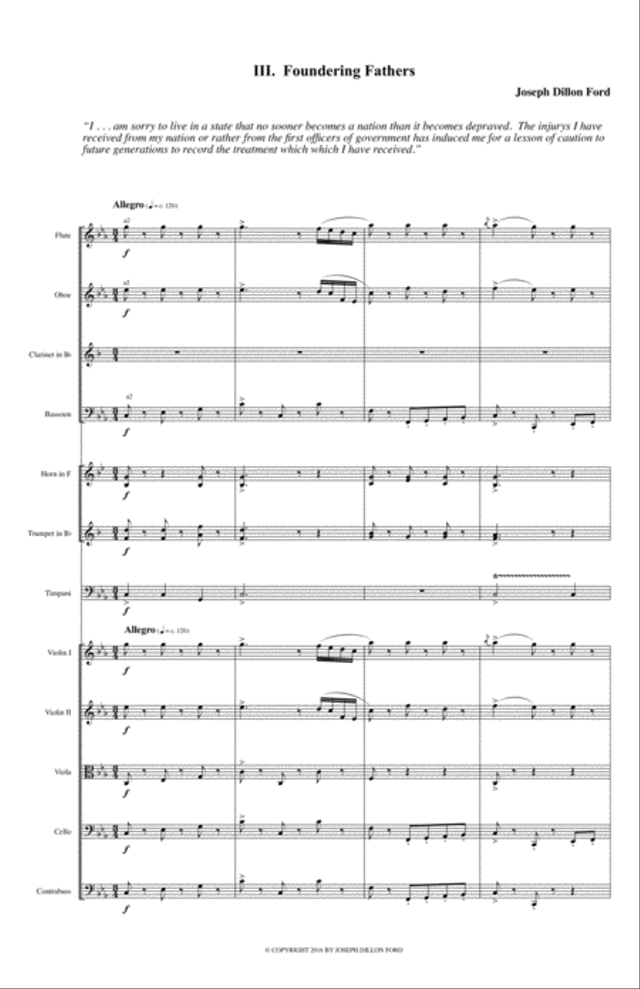 Symphony in C MINOR - The Fitch Symphony - 3rd movement (Minuet) Full Orchestra scores gallery preview page 1