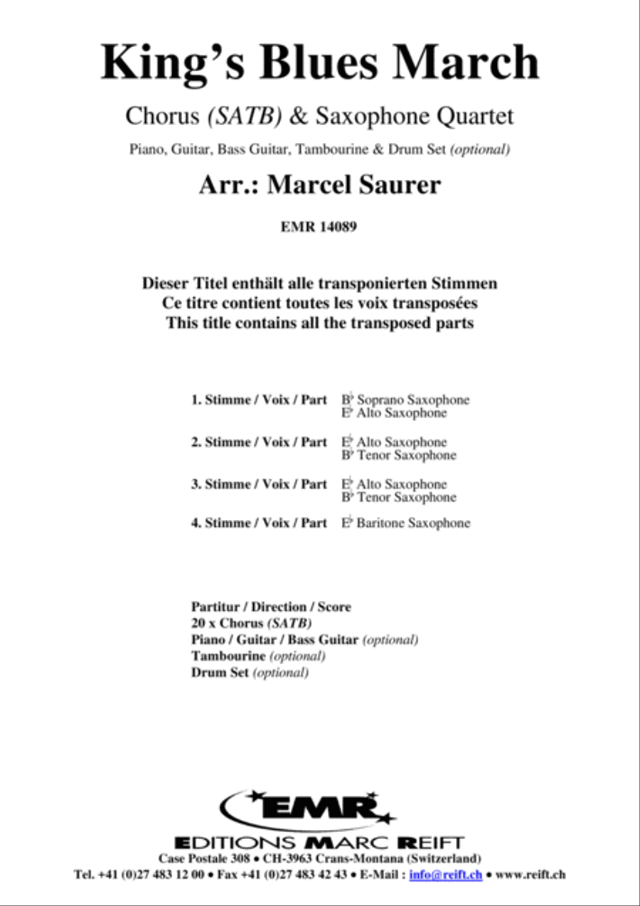 King's Blues March Saxophone Quartet scores gallery preview page 2