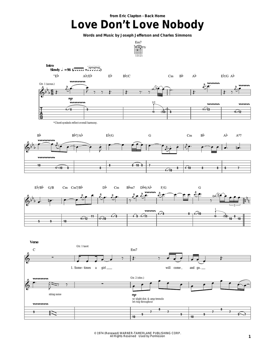Love Don't Love Nobody Love Don't Love Nobody Acoustic Guitar scores gallery preview page 1