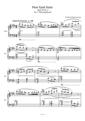 Grieg - Peer Gynt Suite - Op.46 No. 1 "Morning Mood" - Original With Fingered - For Piano Solo