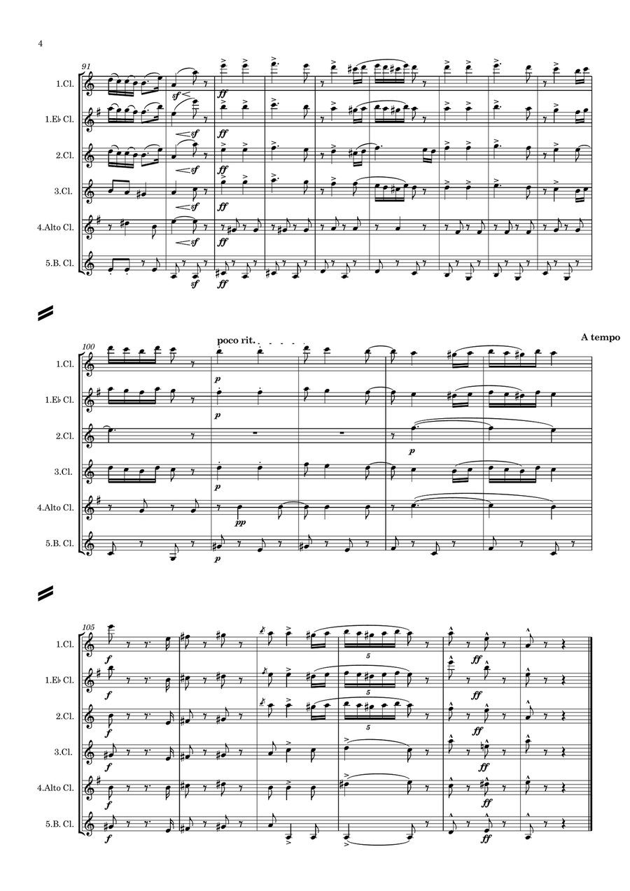 Brahms: Hungarian Dance (Ungarische Tänze) WoO1 No.5 - clarinet quintet Clarinet Quintet scores gallery preview page 5