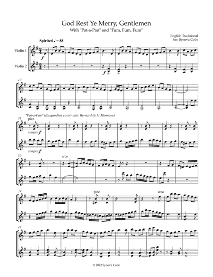 God Rest Ye Merry Gentlemen Medley God Rest Ye Merry Gentlemen Medley String Duet scores gallery preview page 2