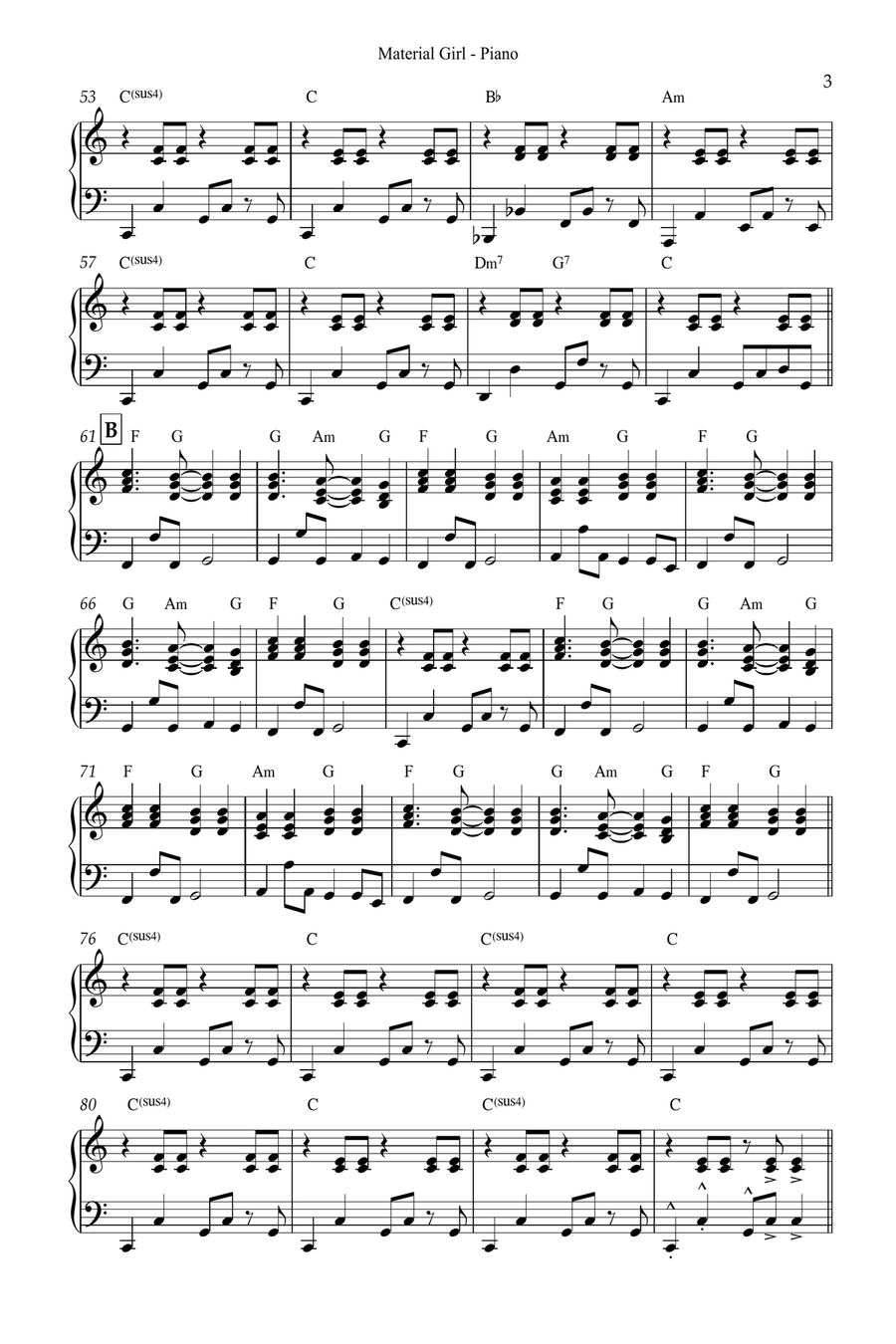 Material Girl Material Girl Easy Piano scores gallery preview page 3
