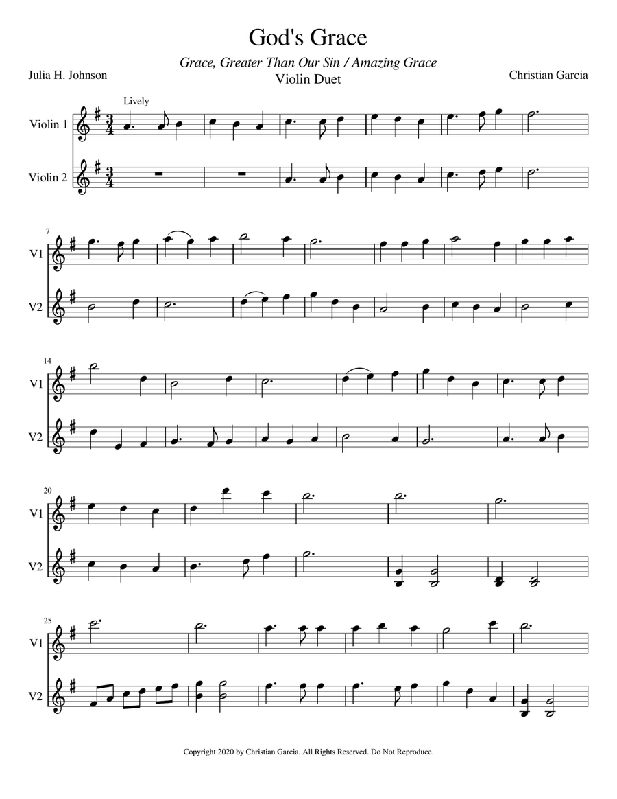 God's Grace (Grace, Greater Than Our Sin / Amazing Grace) String Duet scores gallery preview page 2