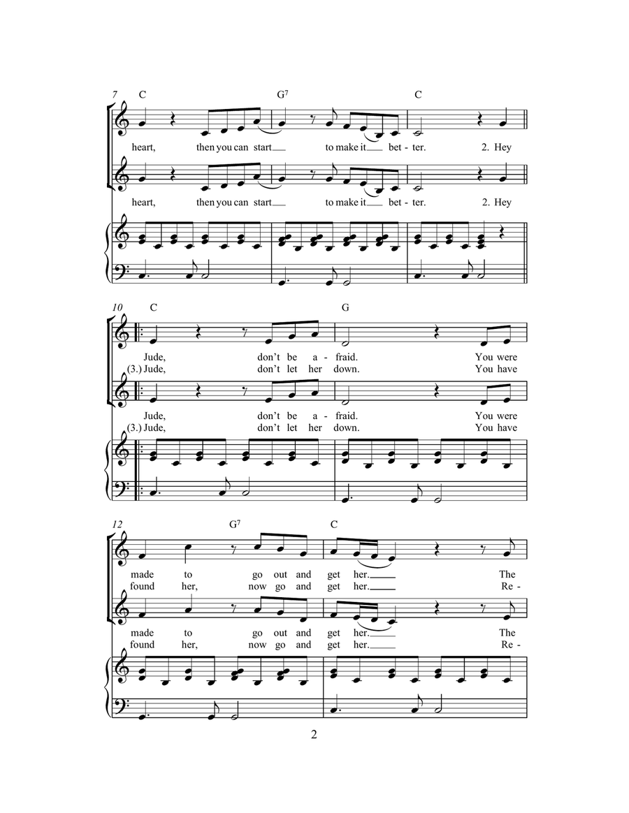 Hey Jude (arr. Rick Hein) 2-Part scores gallery preview page 2