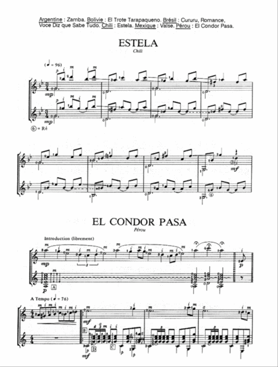 Chansons et danses d'Amerique latine - Volume F Acoustic Guitar scores gallery preview page 2
