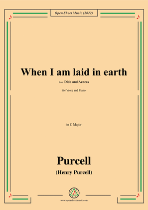 Book cover for Purcell-When I am laid in earth(Dido's Lament),Act III,from Dido and Aeneas,in C Major,for Voice and