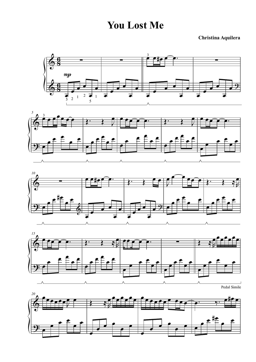 You Lost Me You Lost Me Piano Solo scores gallery preview page 1