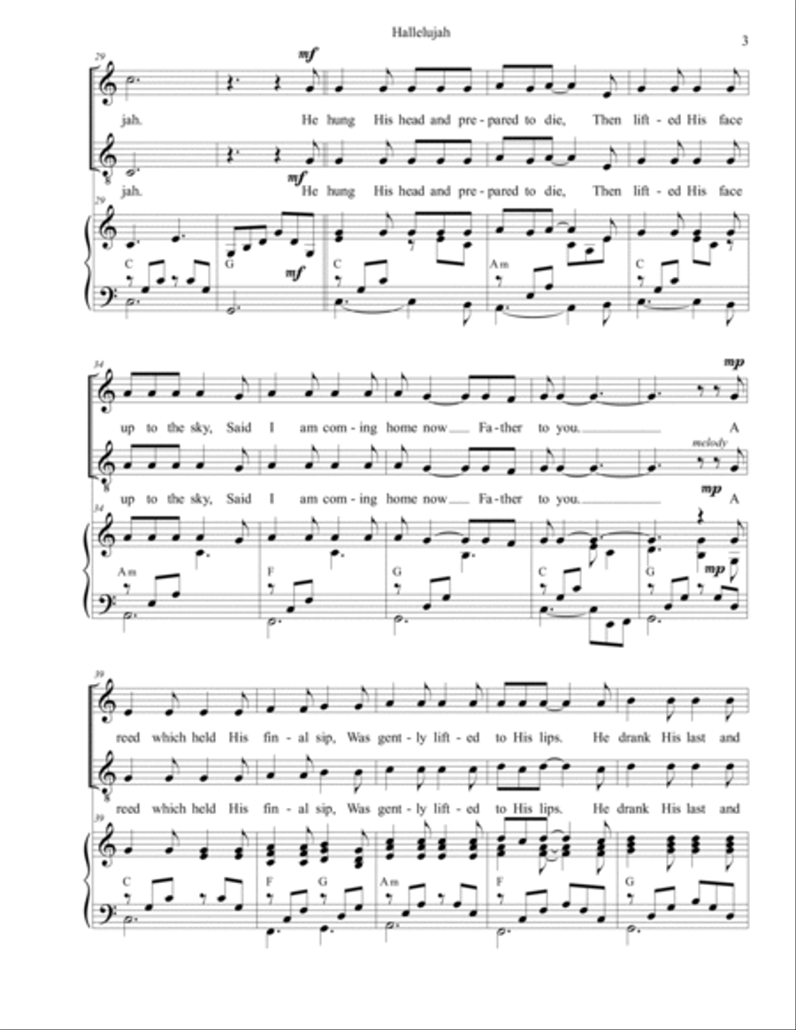 Hallelujah Easy Piano scores gallery preview page 3