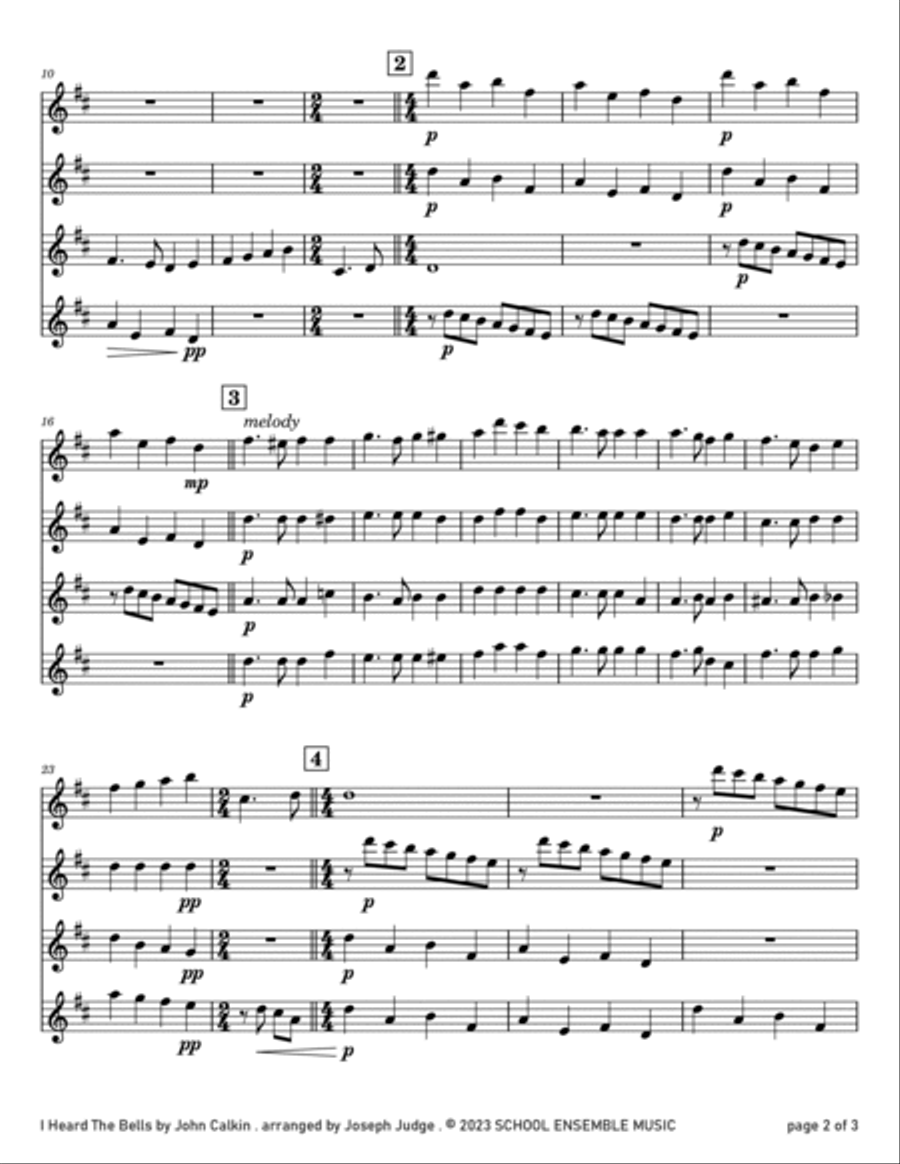 I Heard The Bells for Clarinet Quartet in Schools Clarinet Quartet scores gallery preview page 2