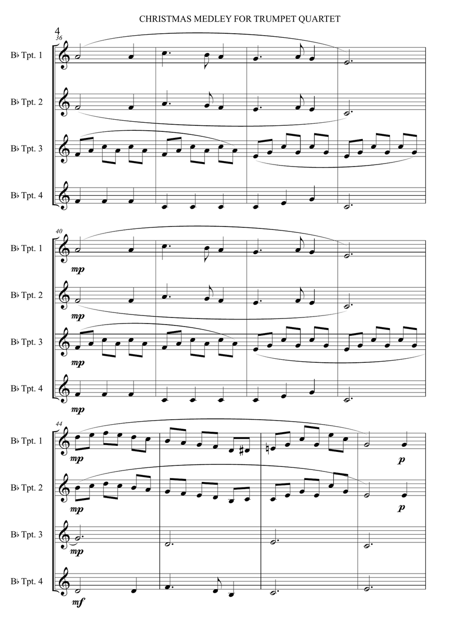 A Christmas medley for Trumpet quartet Brass Quartet scores gallery preview page 5