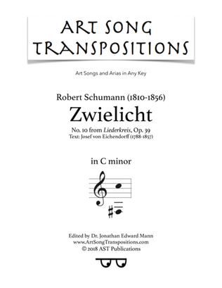 SCHUMANN: Zwielicht, Op. 39 no. 10 (transposed to C minor)