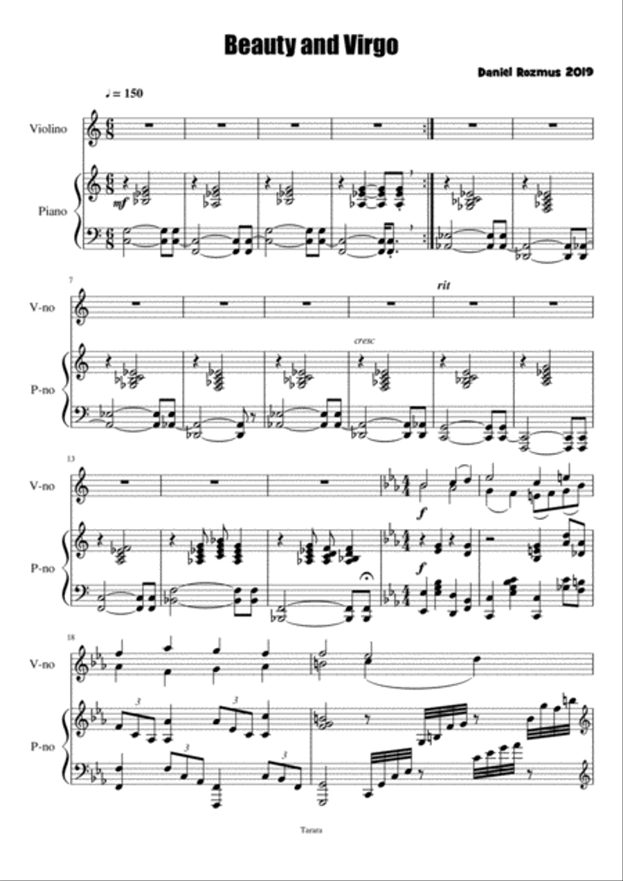 Beauty and Virgo Violin Solo scores gallery preview page 1
