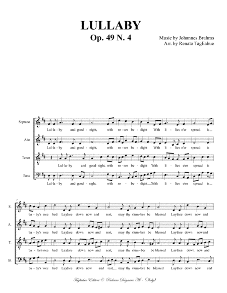 LULLABY - Brahms - For SATB Choir image number null