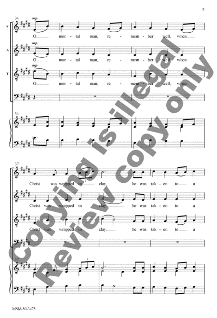 O Mortal Man, Remember Well 4-Part scores gallery preview page 5