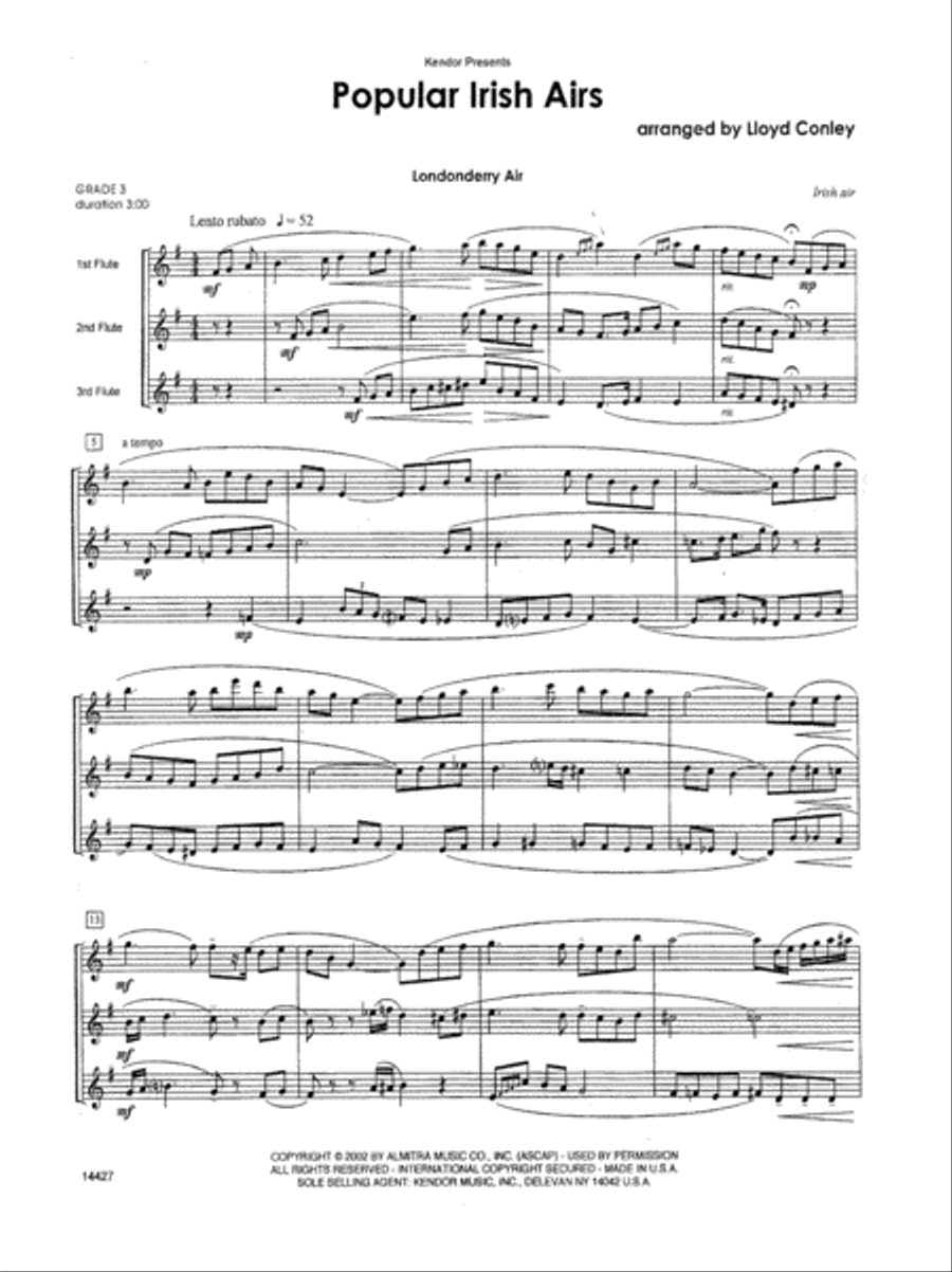 Popular Irish Airs Flute Trio scores gallery preview page 2