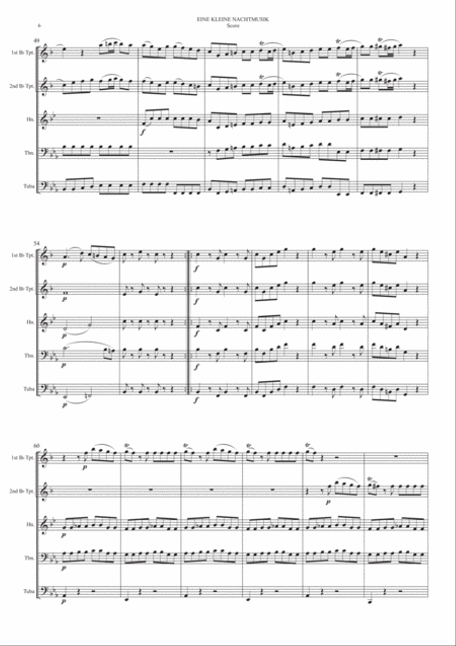 Eine Kleine Nachtmusik 1st Movement Allegro for Brass Quintet image number null