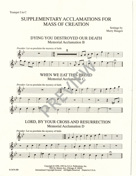 Supplementary Acclamations for "Mass of Creation" - Brass edition