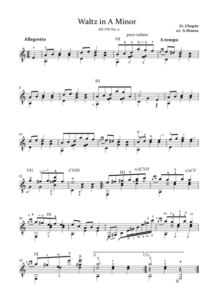 Chopin: Waltz in A Minor arr. for guitar