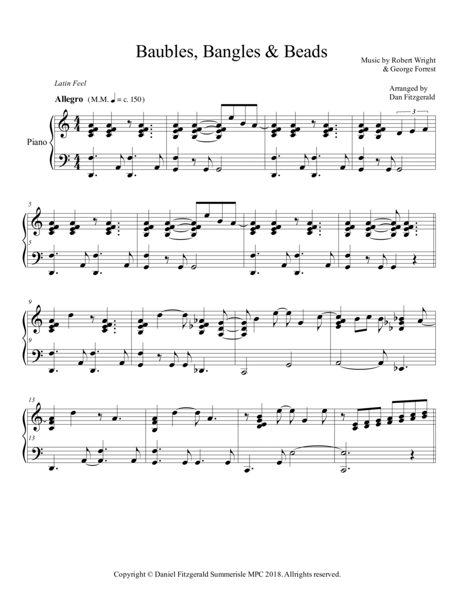 Baubles, Bangles, & Beads Piano Solo scores gallery preview page 1