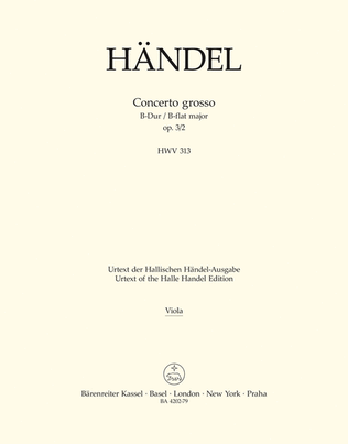 Book cover for Concerto grosso B flat major, Op. 3/2 HWV 313