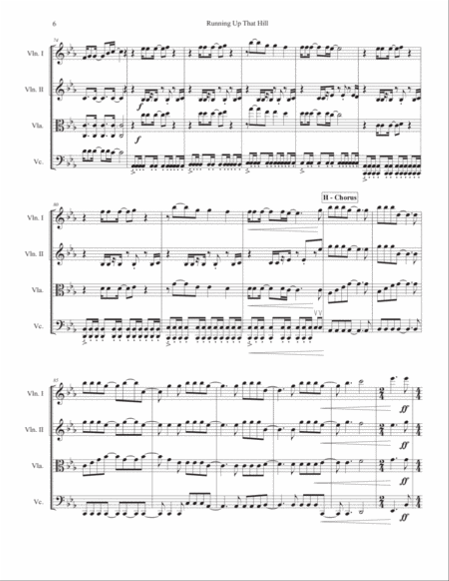 Running Up That Hill (a Deal With God) 2012 Remix String Quartet scores gallery preview page 6
