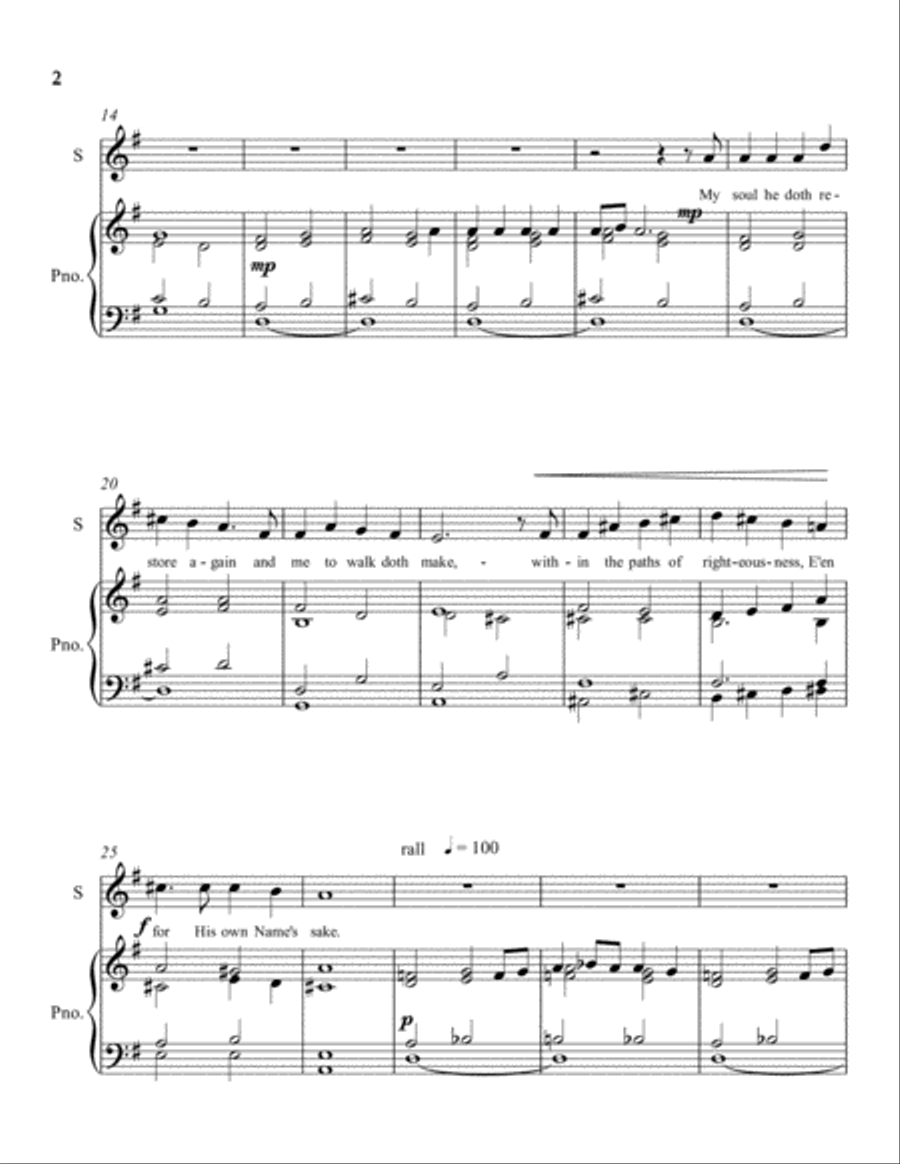 The Lord's My Shepherd (soprano solo) Soprano Voice scores gallery preview page 2