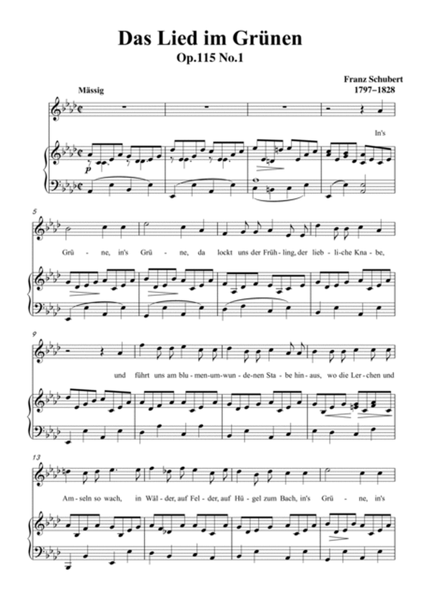 Schubert-Das Lied im Grünen,Op.115 No.1 in bA for Vocal and Piano