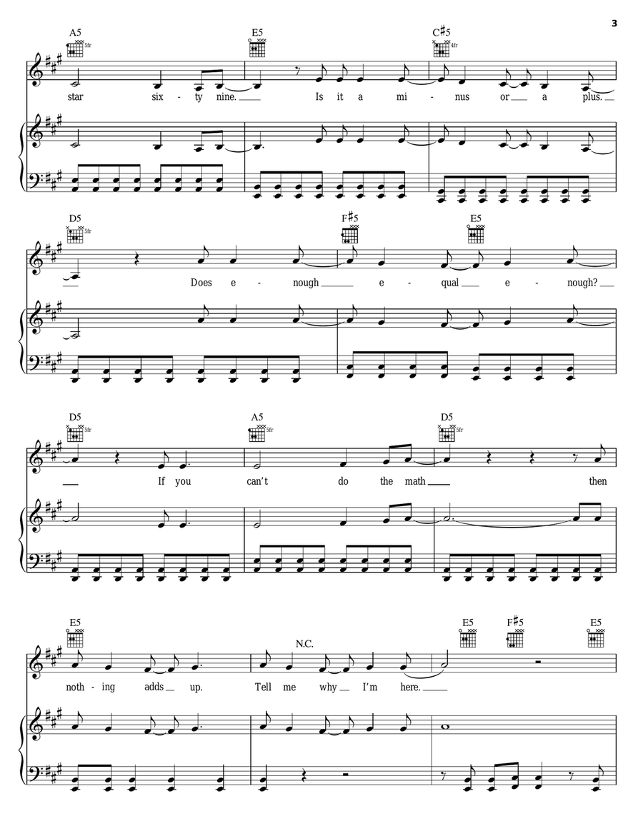 The Math Piano, Vocal, Guitar scores gallery preview page 3