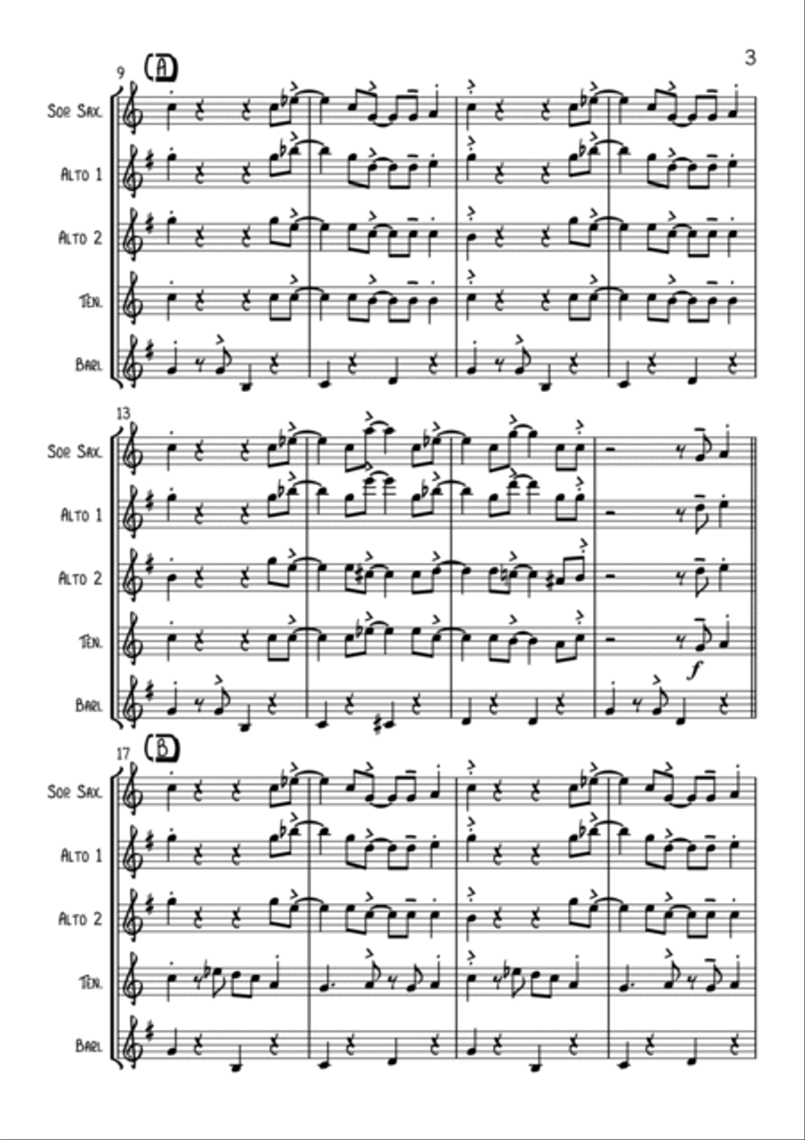 Tuxedo Junction Saxophone Quartet scores gallery preview page 3