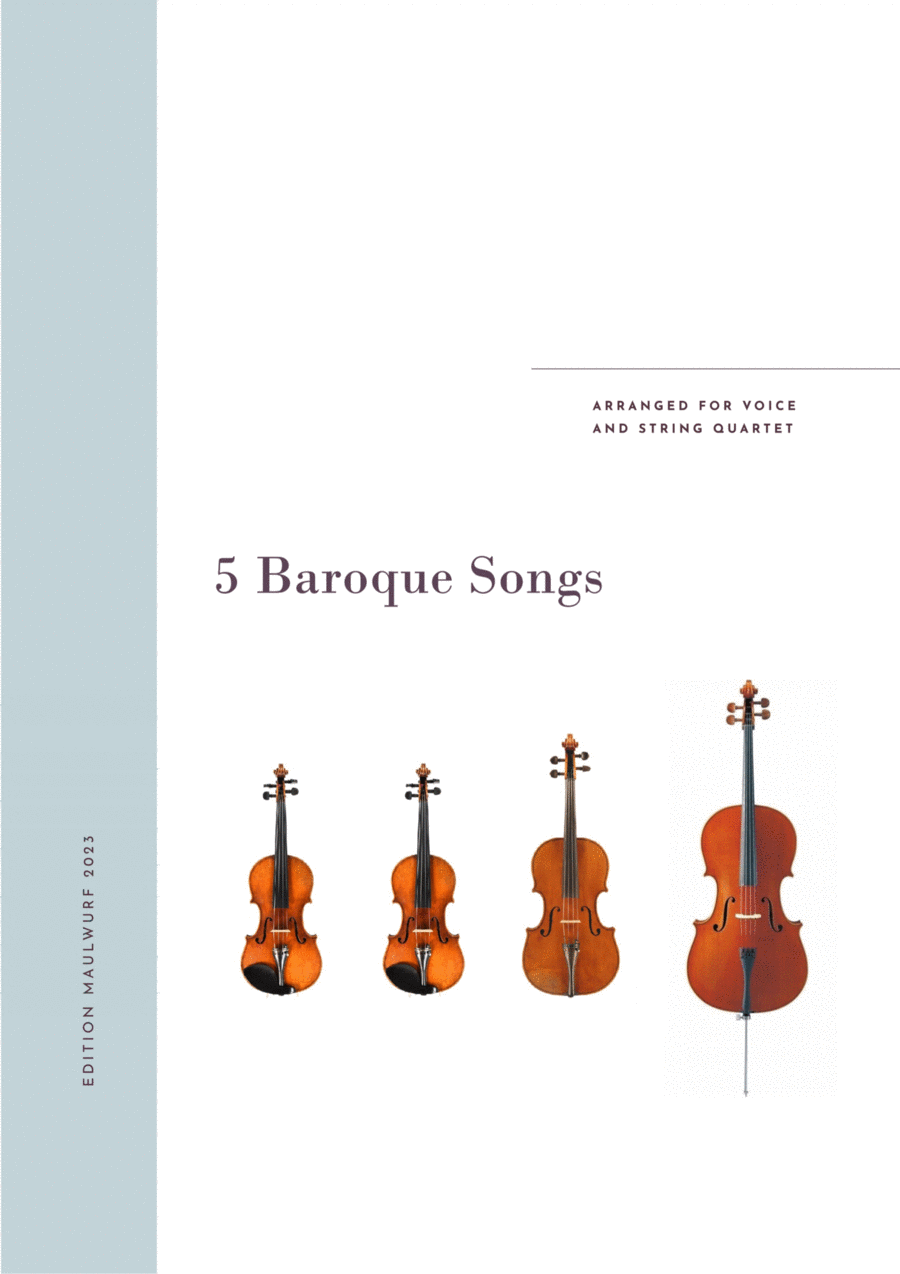 5 Baroque Songs for voice and string quartet String Quartet scores gallery preview page 1