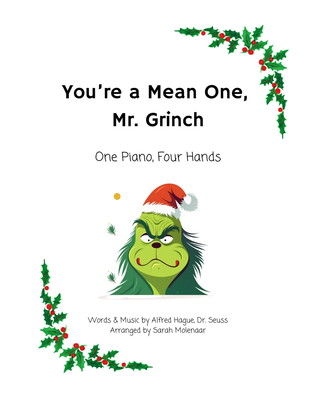 Book cover for You're A Mean One, Mr. Grinch: One Piano, Four Hands