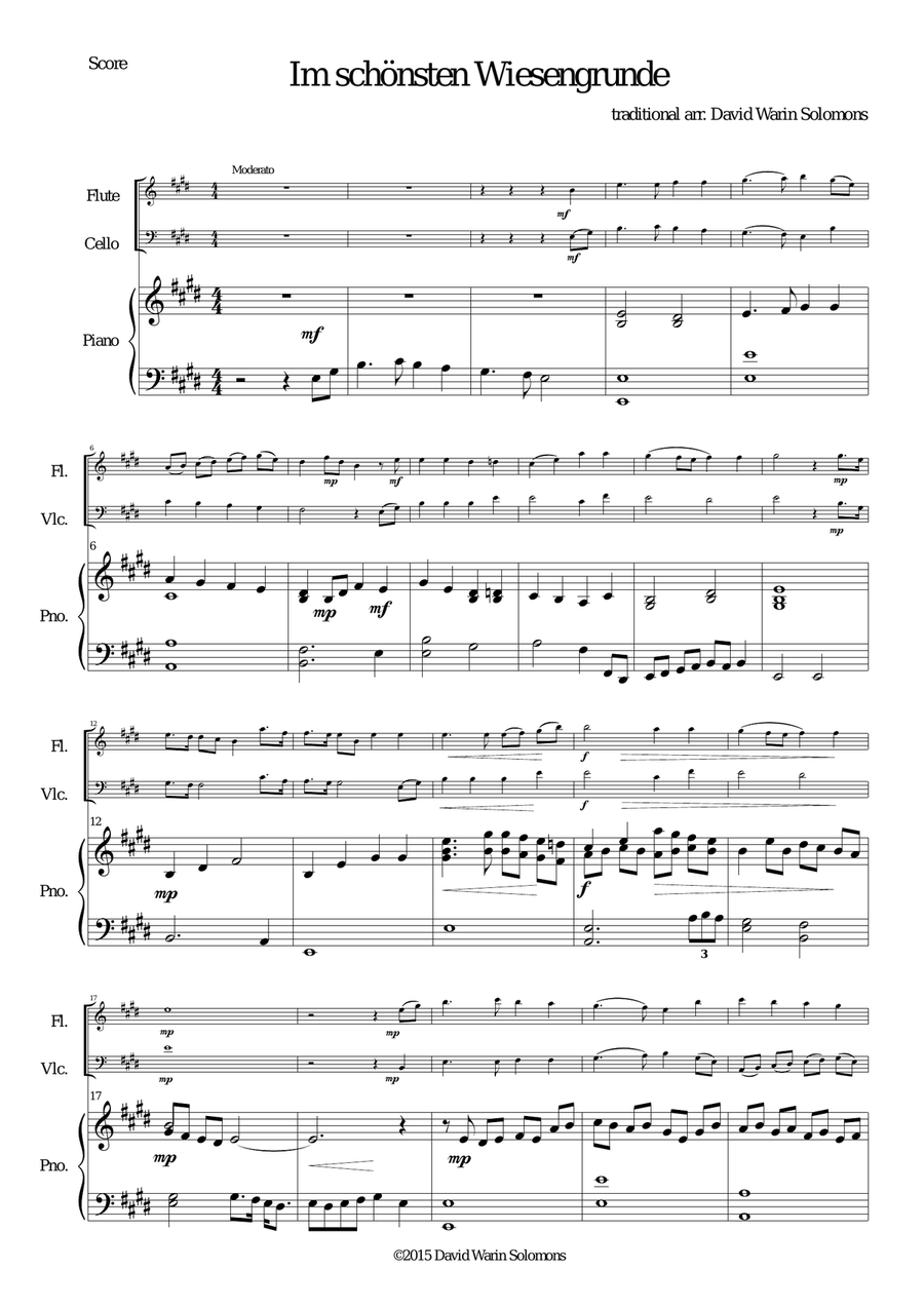 Im schönsten Wiesengrunde for flute, cello and piano Small Ensemble scores gallery preview page 1