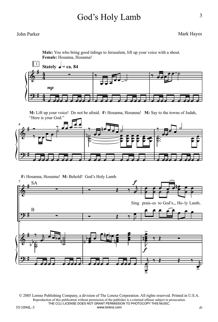 Behold! God's Holy Lamb by Mark Hayes 3-Part - Digital Sheet Music page 5