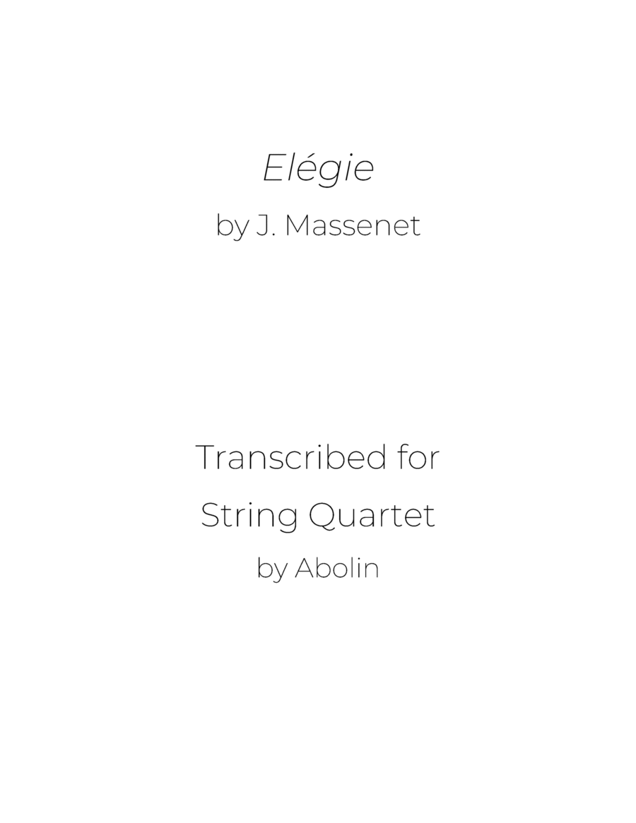Massenet: Elegie - String Quartet String Quartet scores gallery preview page 1