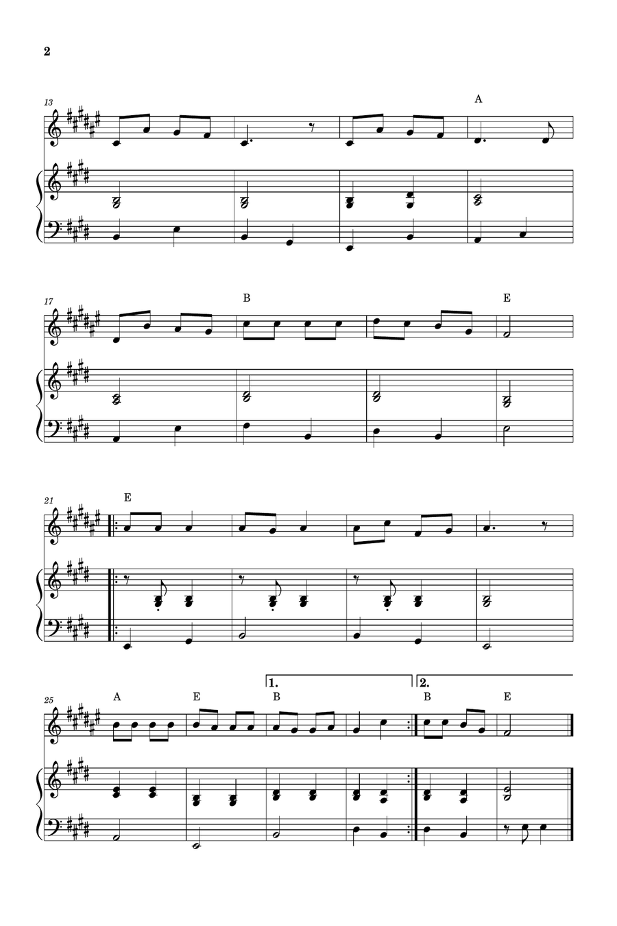 Jingle Bells for Trumpet and Piano (Easy - Beginner) B-Flat Trumpet scores gallery preview page 2