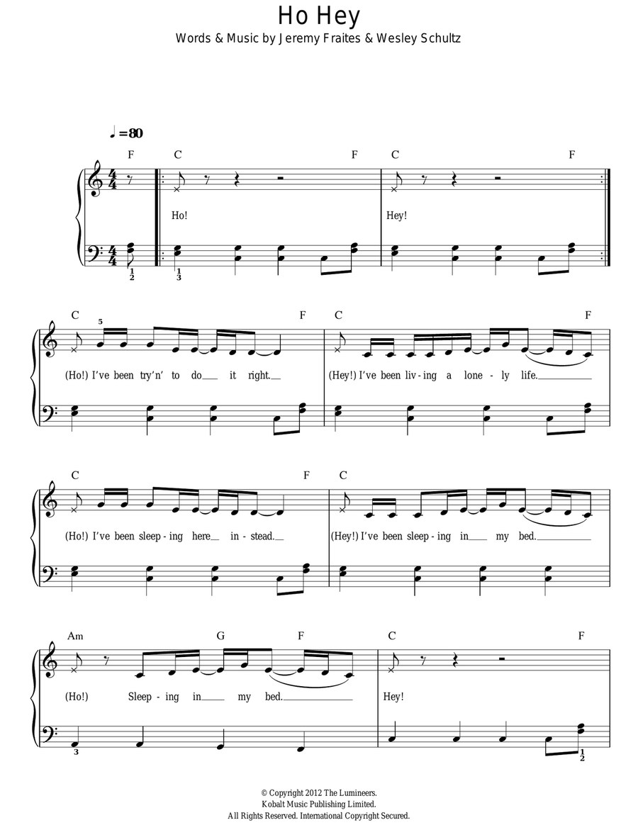 Ho Hey Easy Piano scores gallery preview page 1