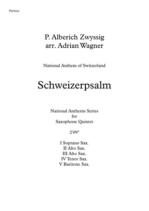 Book cover for "Schweizerpsalm" (National Anthem of Switzerland) Saxophone Quintet arr. Adrian Wagner