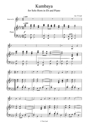 Kumbaya for Horn in Eb and Piano